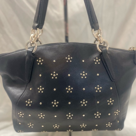 Coach  Rare Black Studded Kelsey Calf Leather Satchel - Picture 8 of 11